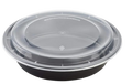 Black Round Microwavable Plastic Food Container & Lid