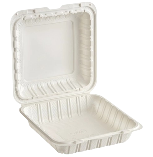 1-Compartment White Plastic Hinged TakeOut Container